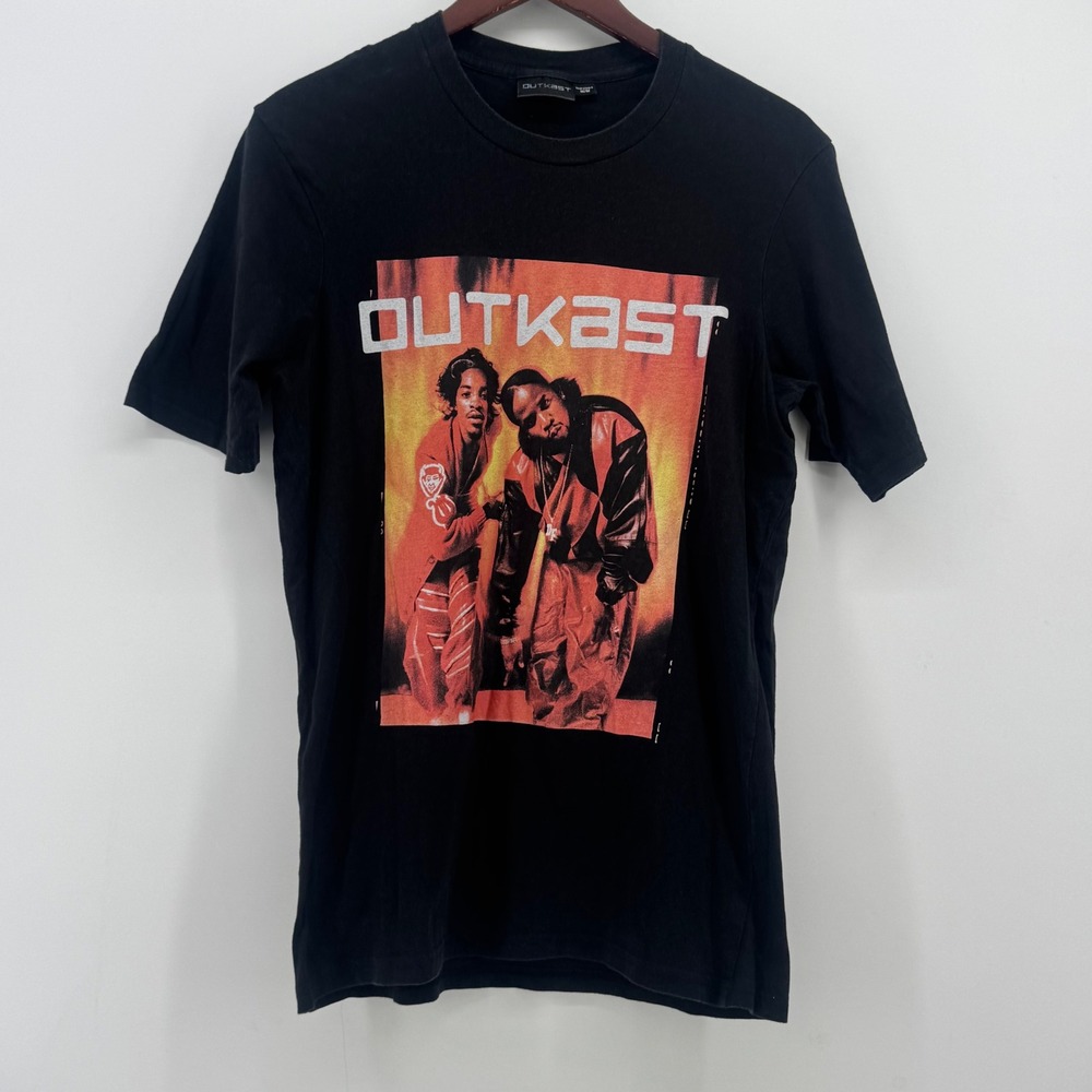 Outkast Mens Black Graphic T-Shirt Hip Hop Andre 3000 Big Boi Size Medium 0488